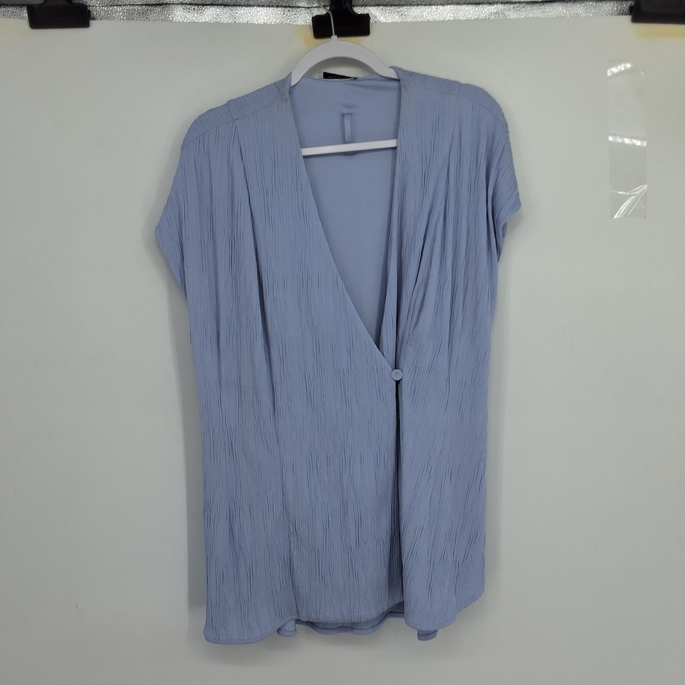 MM Lafleur Xl Light Blue V-Neck Wrap  Blouse